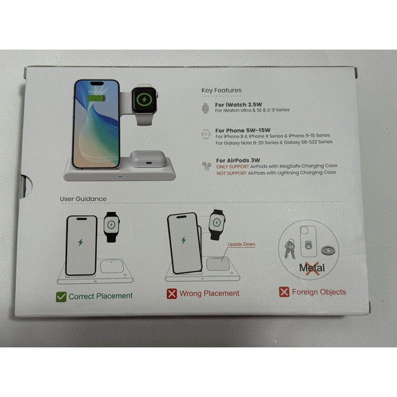 Wireless Charger Stand for iPhone Apple Watch & AirPods 3-in-1 Fast Charger, NEW - Picture 5 of 9